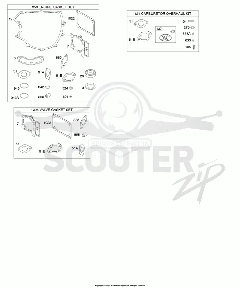 Engine/Valve Gasket Set, Carburetor Overhaul Kit