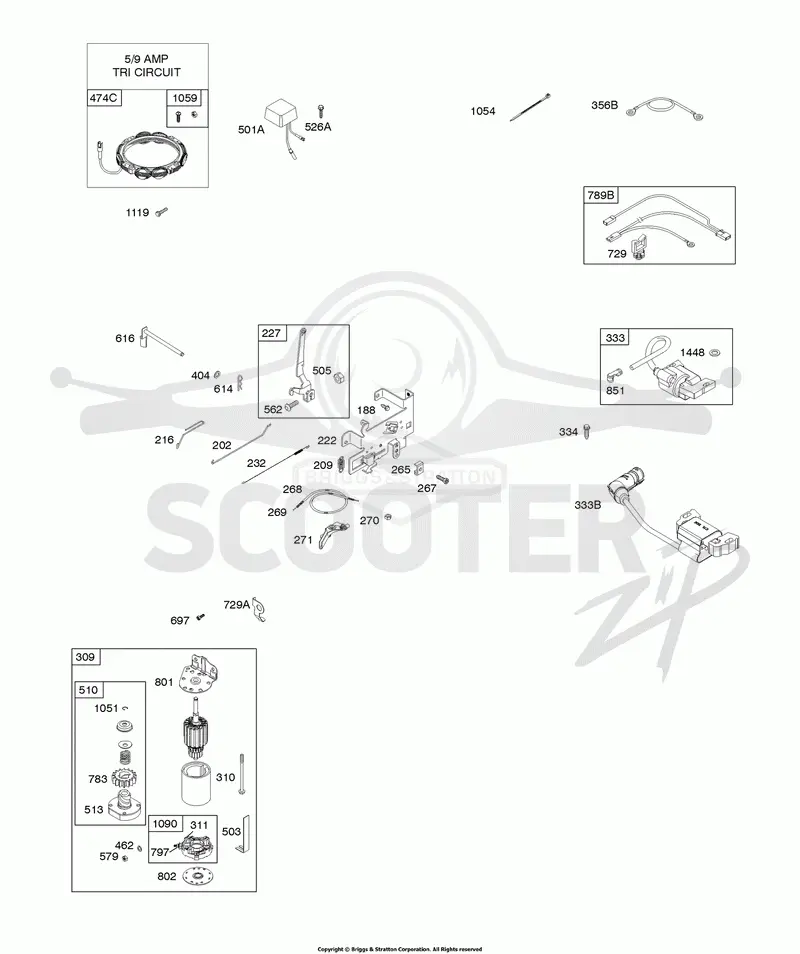 Alternator, Controls, Electric Starter, Governor Spring, Ignition