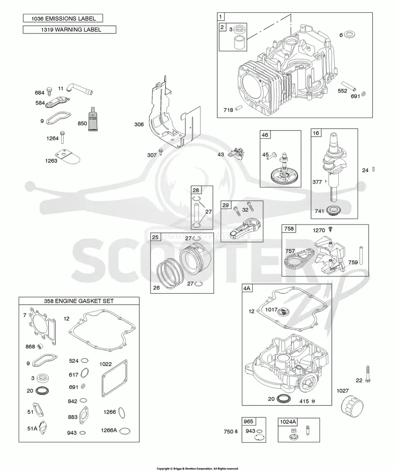 Camshaft, Crankshaft, Cylinder, Engine Sump, Gasket Set - Engine, Lubrication, Piston, Rings, Connecting Rod, Warning Label