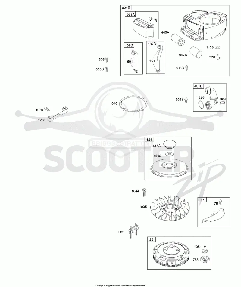 Air Cleaner, Blower Housing, Flywheel
