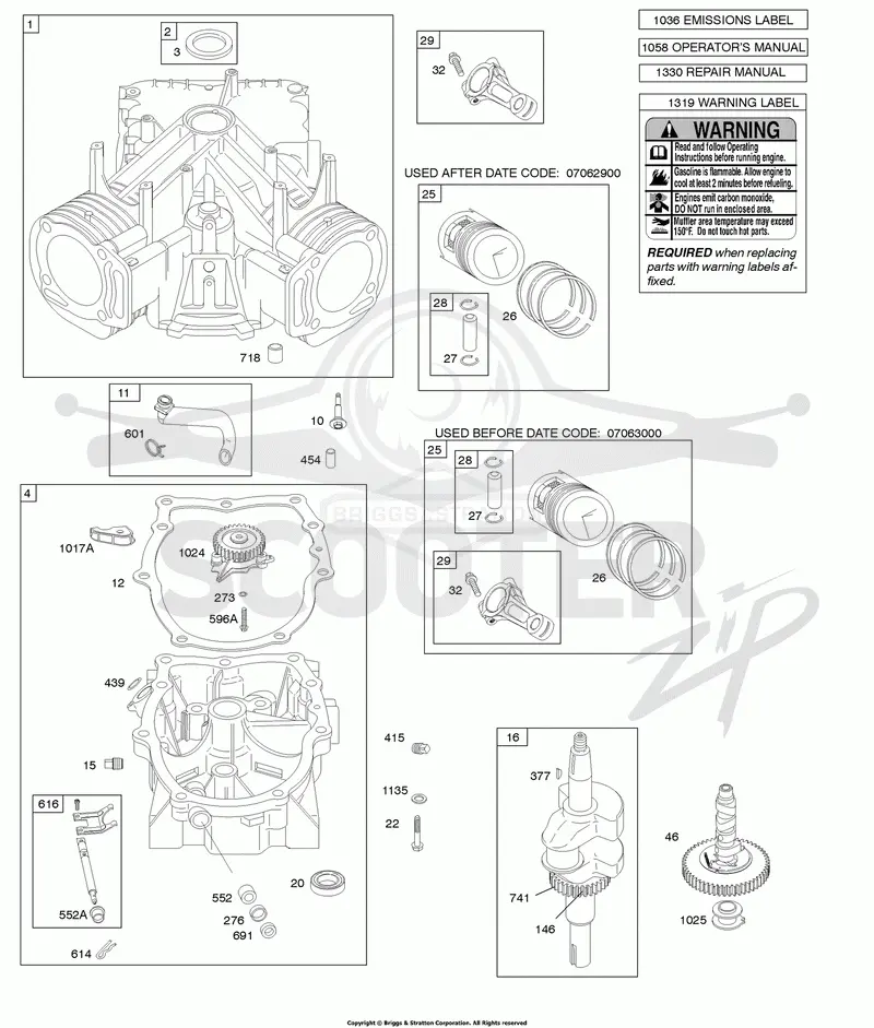 Camshaft, Crankshaft, Cylinder, Engine Sump, Piston, Rings, Connecting Rod