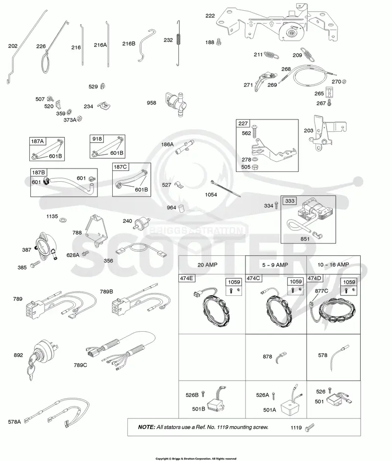 Alternator, Ignition,, Controls, Governor Spring, Fuel Supply