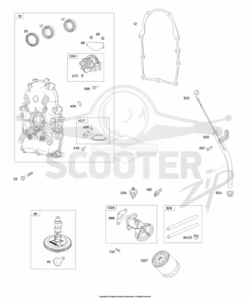 Crankcase Cover, Camshaft, Oil Filter Adapter