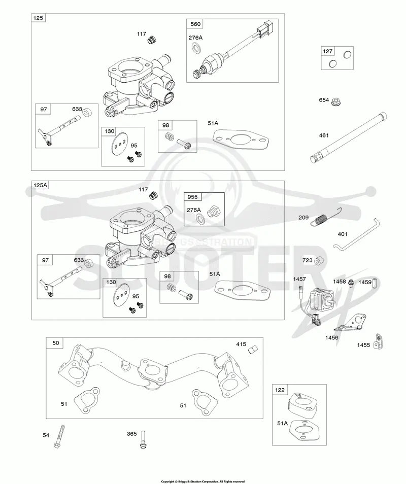 Carburetor/Mixer, Intake Manifold, Stepper Motor