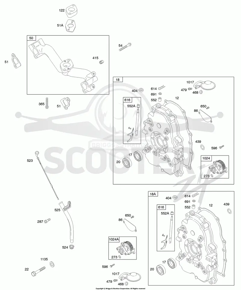 Intake Manifold, Crankcase Covers, Oil Dipstick