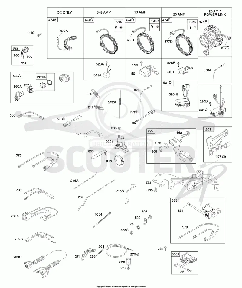 Alternator, Controls, Ignition, overnor Spring