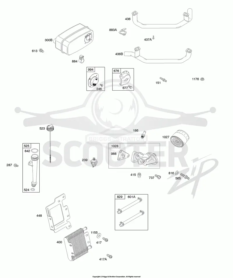 Exhaust System, Oil Lubrication, Filter, and Cooler