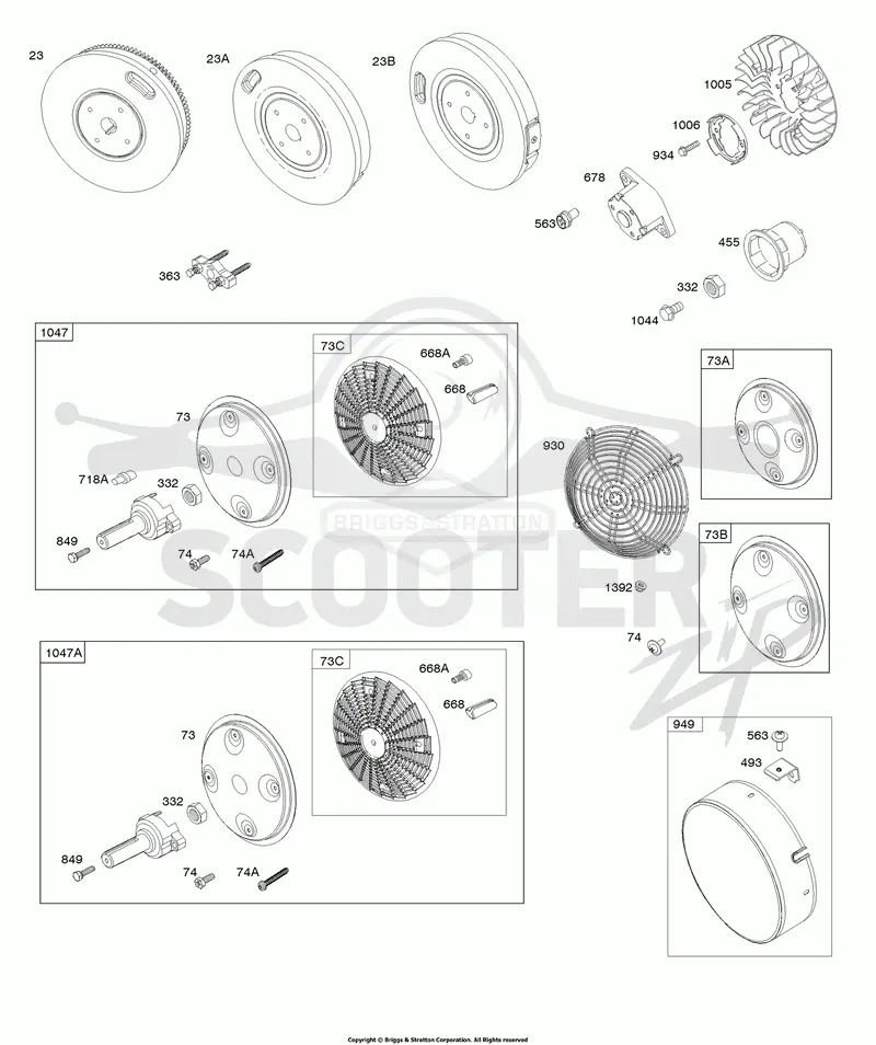 Flywheel, Stub Shaft, Rotating Screen