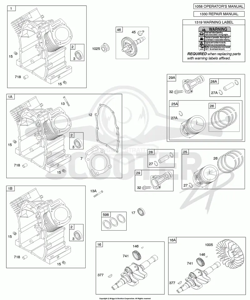 Camshaft, Crankshaft, Cylinder, Piston, Rings, Connecting Rod