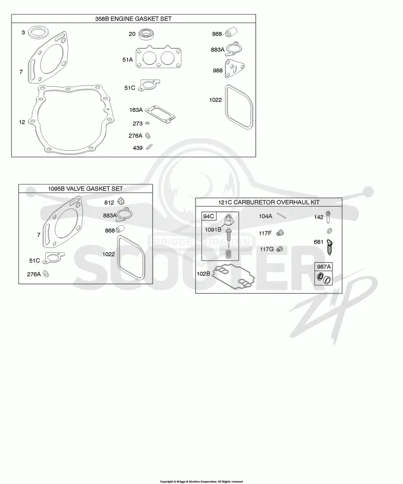 Gasket Set - Engine, Gasket Set - Valve, Kit - Carburetor Overhaul