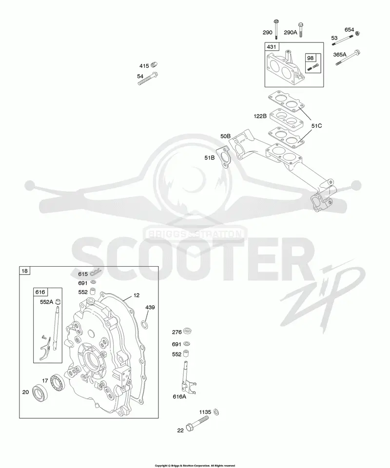 Crankcase Cover, Intake Manifold