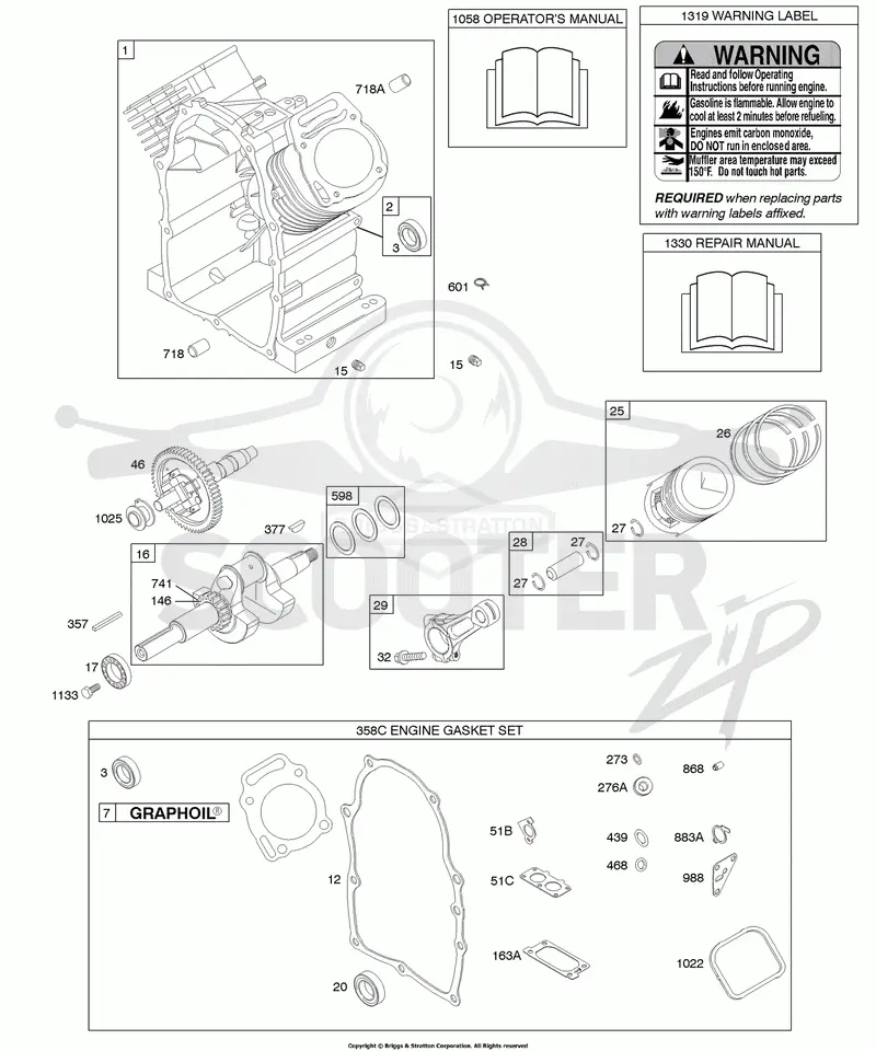 Camshaft, Crankshaft, Cylinder, Gasket Set - Engine, Pistons, Rings, Connecting Rod