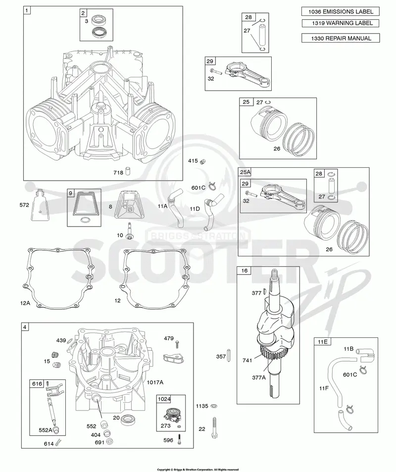 Crankcase Cover/Sump & Gasket, Cylinder, Piston/Rings/Connecting Rod, Crankshaft