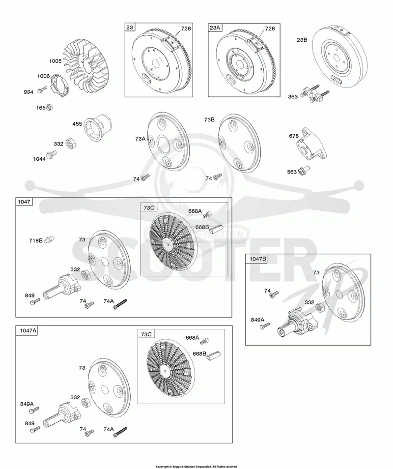 Flywheel, Rotating Screen, Stub Shaft
