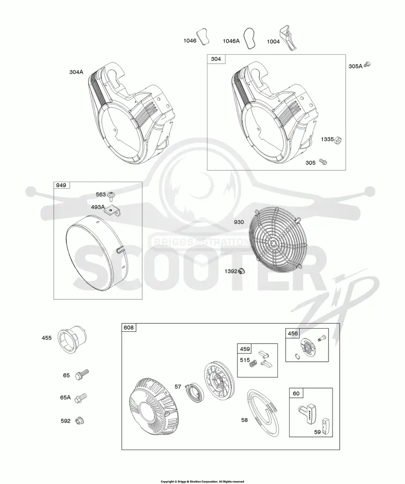 Blower Housing, Rewind Starter