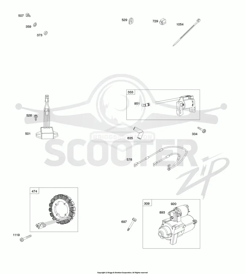 Alternator, Electric Starter, Regulator, Wires