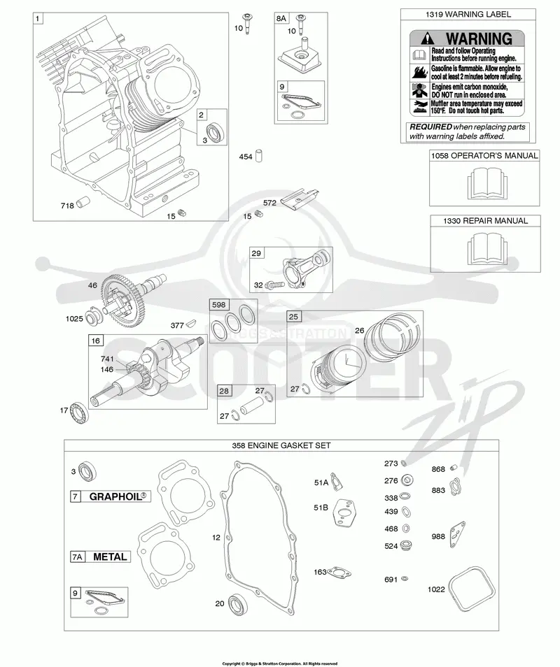 Camshaft, Crankshaft, Cylinder, Gasket Set-Engine, Piston, Rings, Connecting Rod