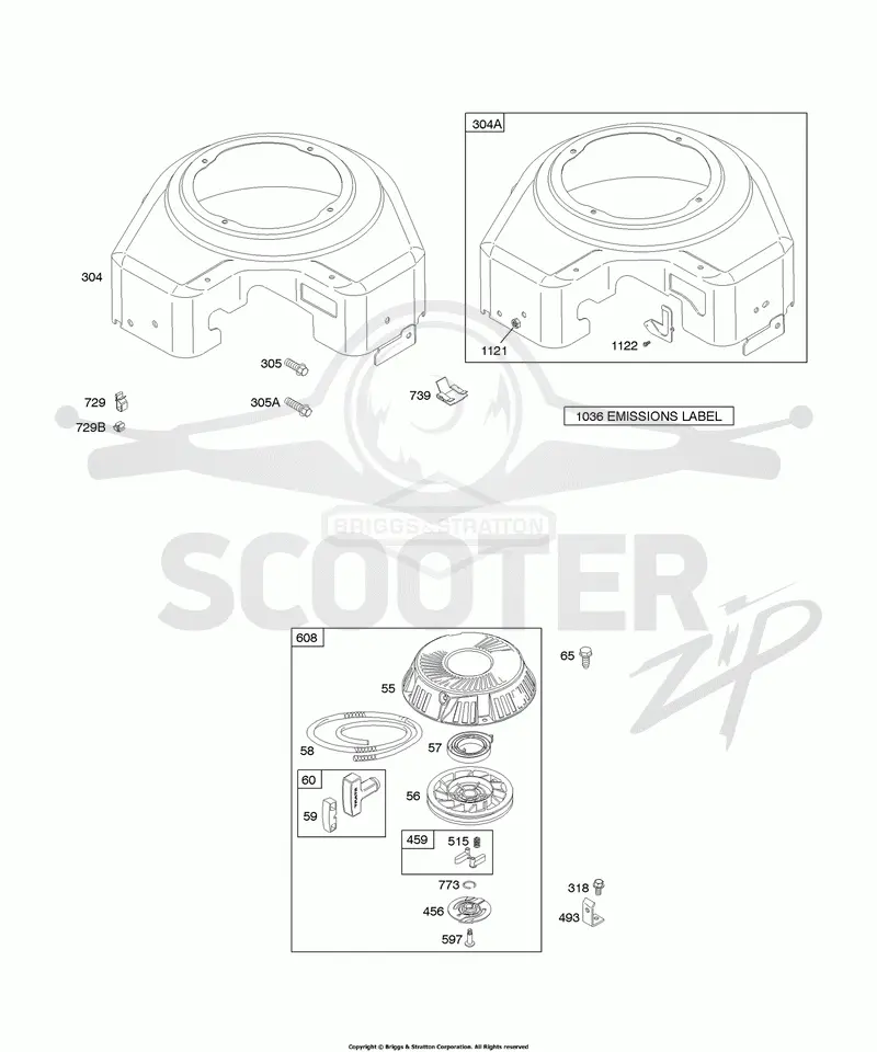 Blower Housing, Rewind Starter