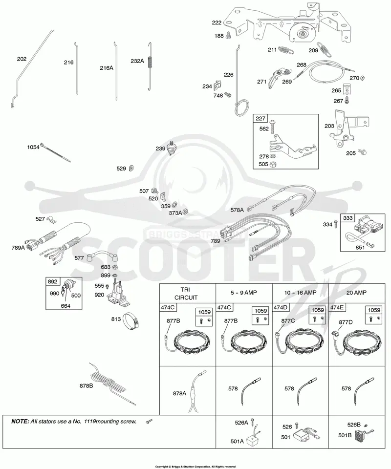 Alternator, Controls, Ignition, Governor Spring