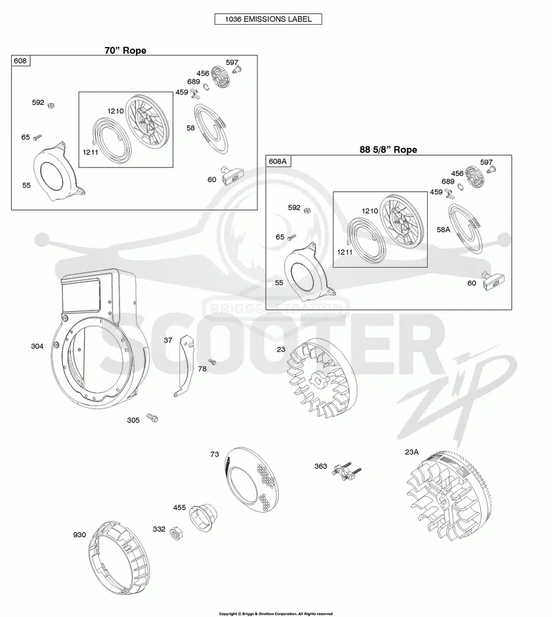Blower Housing/Shrouds, Flywheel, Rewind Starter