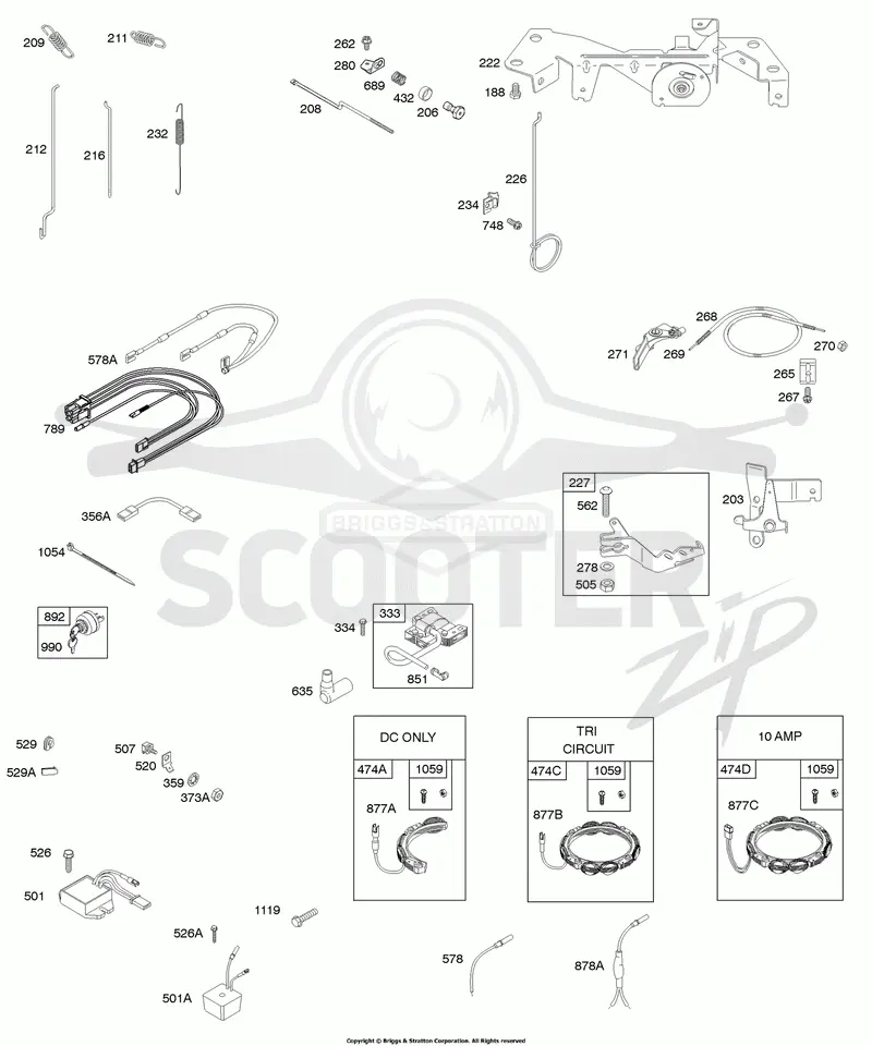 Alternator, Controls, Governor Spring, Ignition, Wire