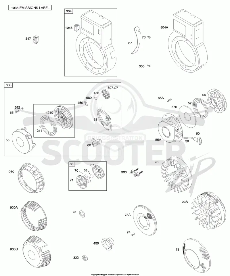 Blower Housing/Shrouds, Flywheel, Rewind Starter