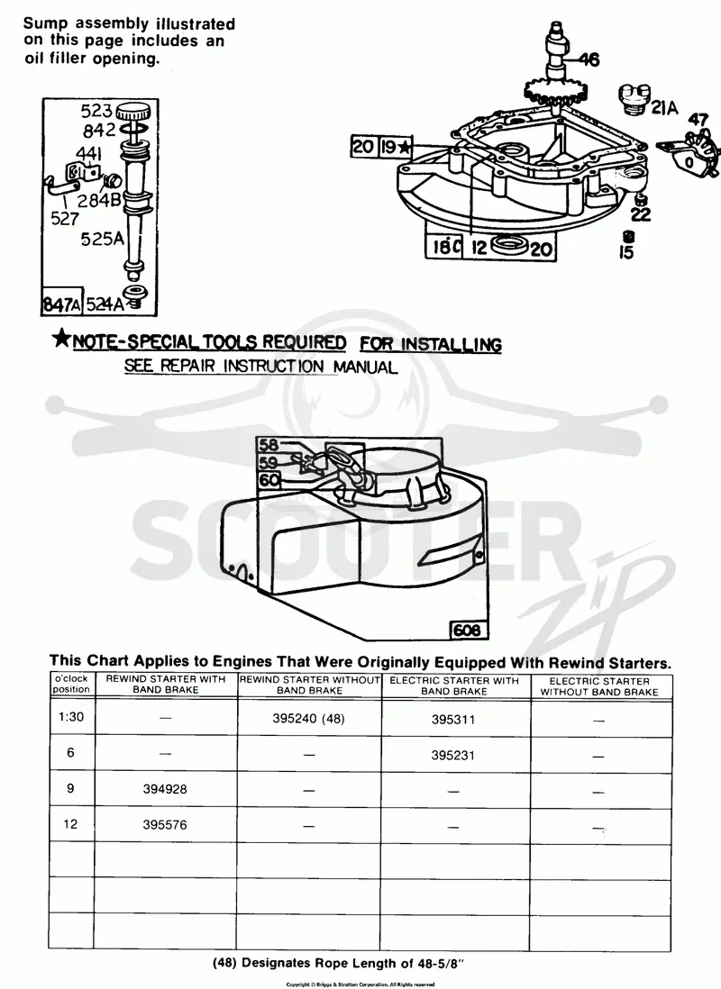 Sump Base, Blower Hsg. Chart