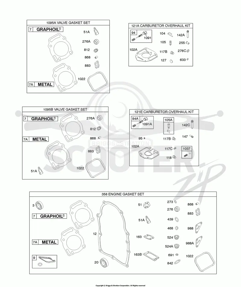 Carburetor Over Haul, Engine & Valve Gasket Kits, Engine Gasket Set
