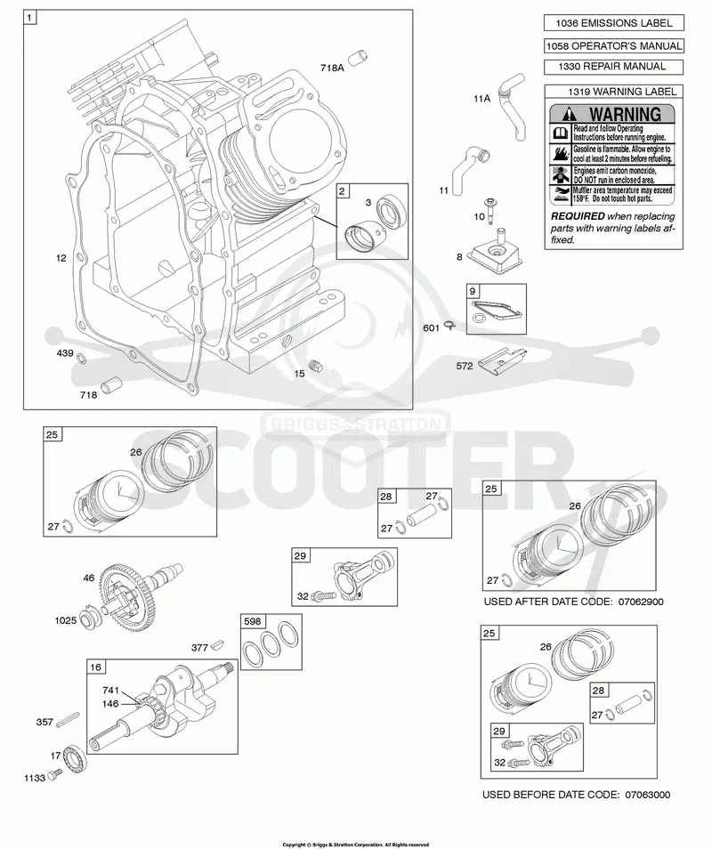 Crankshaft, Cylinder, Camshaft, Piston/Rings/Connecting Rod