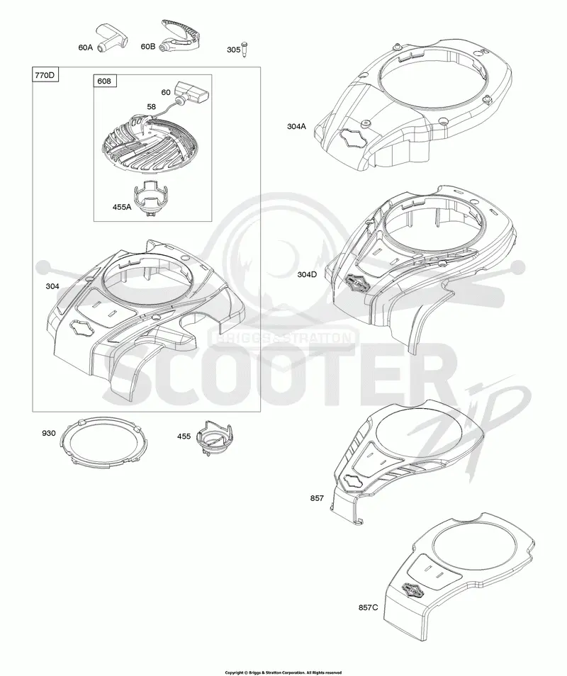 Blower Housing, Rewind Starter