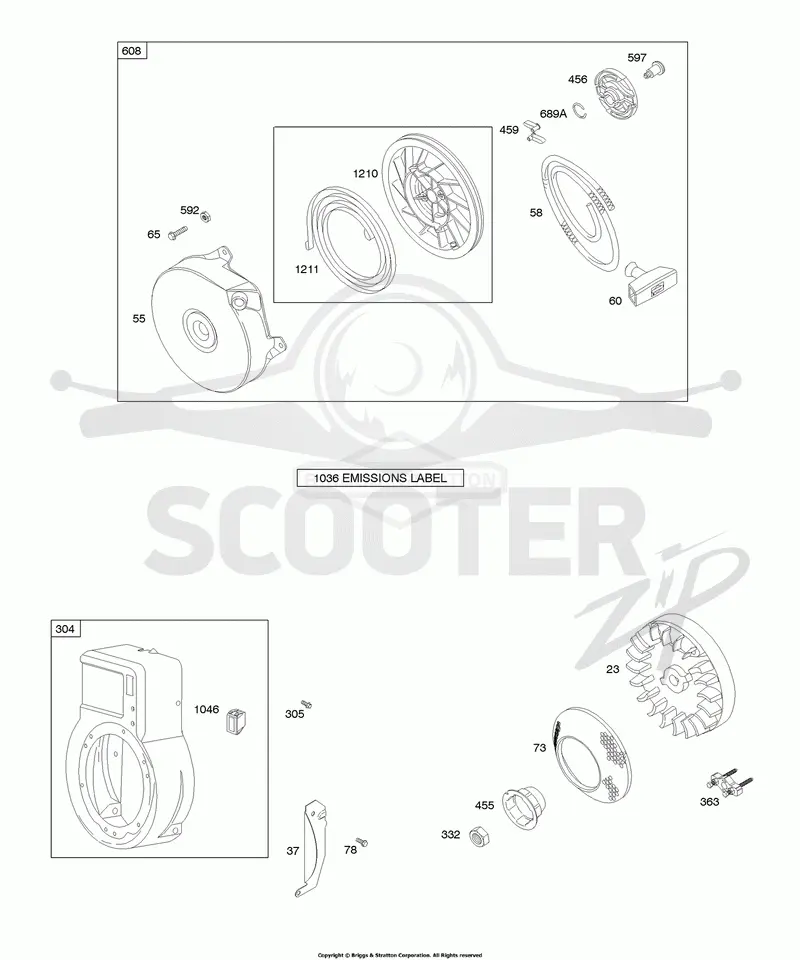 Blower Housing/Shrouds, Flywheel, Rewind Starter