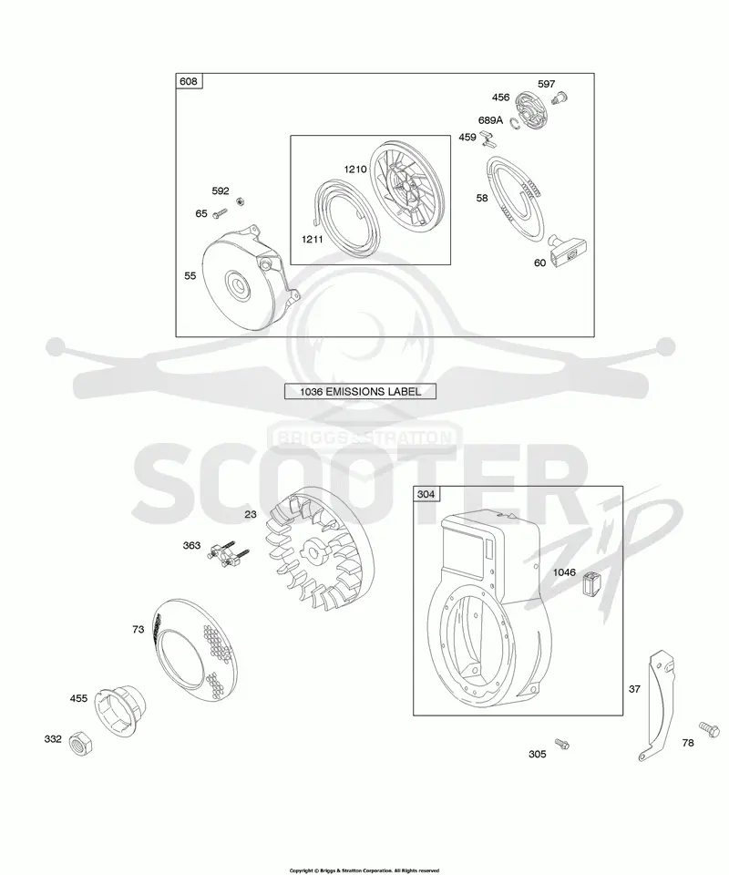 Blower Housing/Shrouds, Flywheel, Rewind Starter