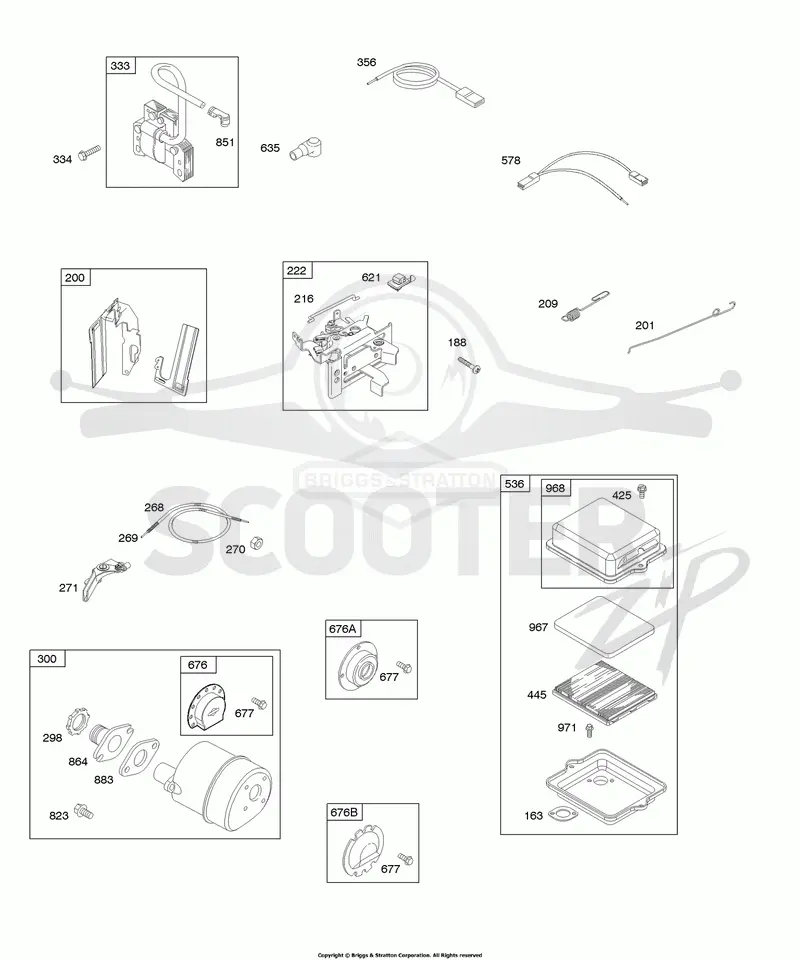 Air Cleaner, Controls, Exhaust System, Governor Spring, Ignition
