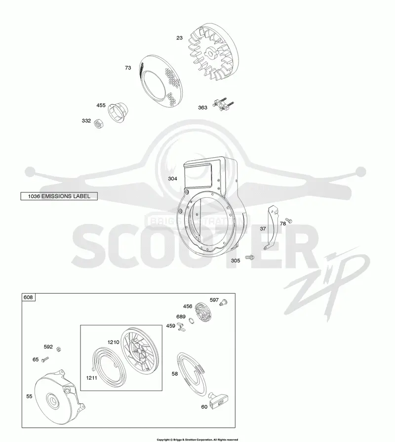 Blower Housing/Shrouds, Flywheel, Rewind Starter