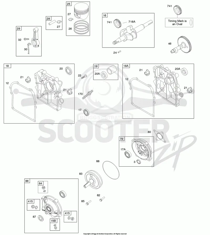 Camshaft, Crankcase Cover/Sump, Crankshaft, Gear Reduction, Piston/Rings/Connecting Rod