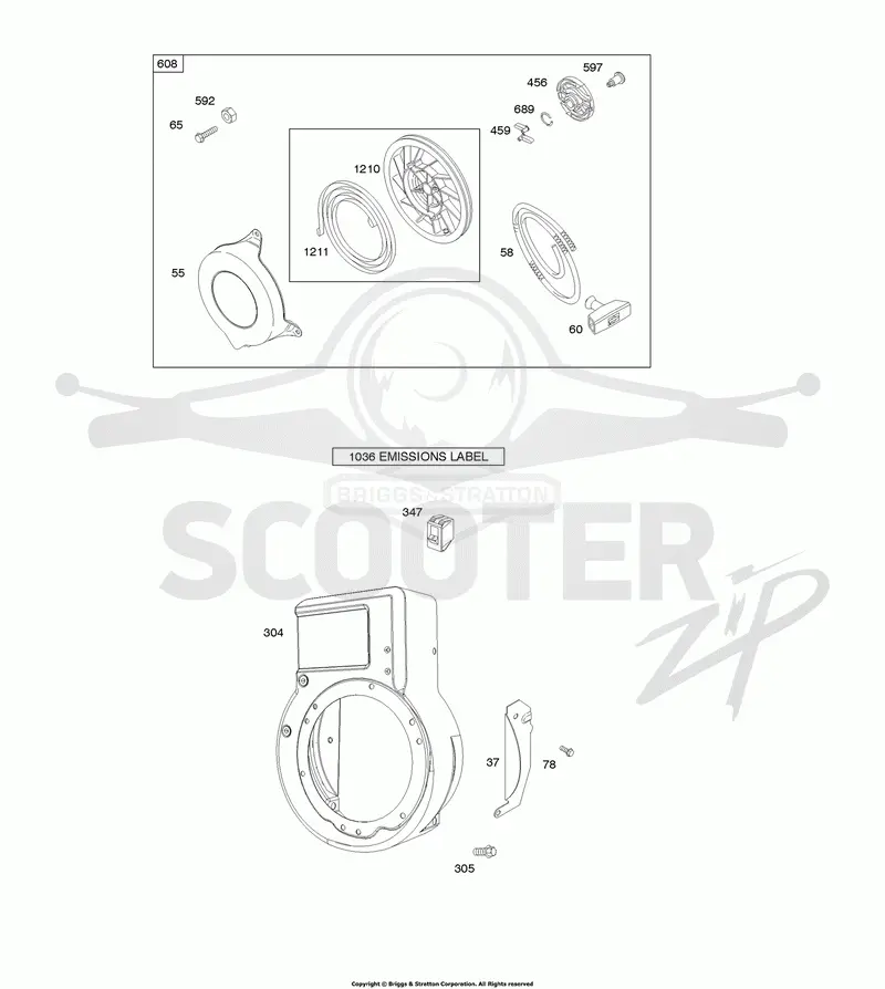 Blower Housing/Shrouds, Rewind Starter