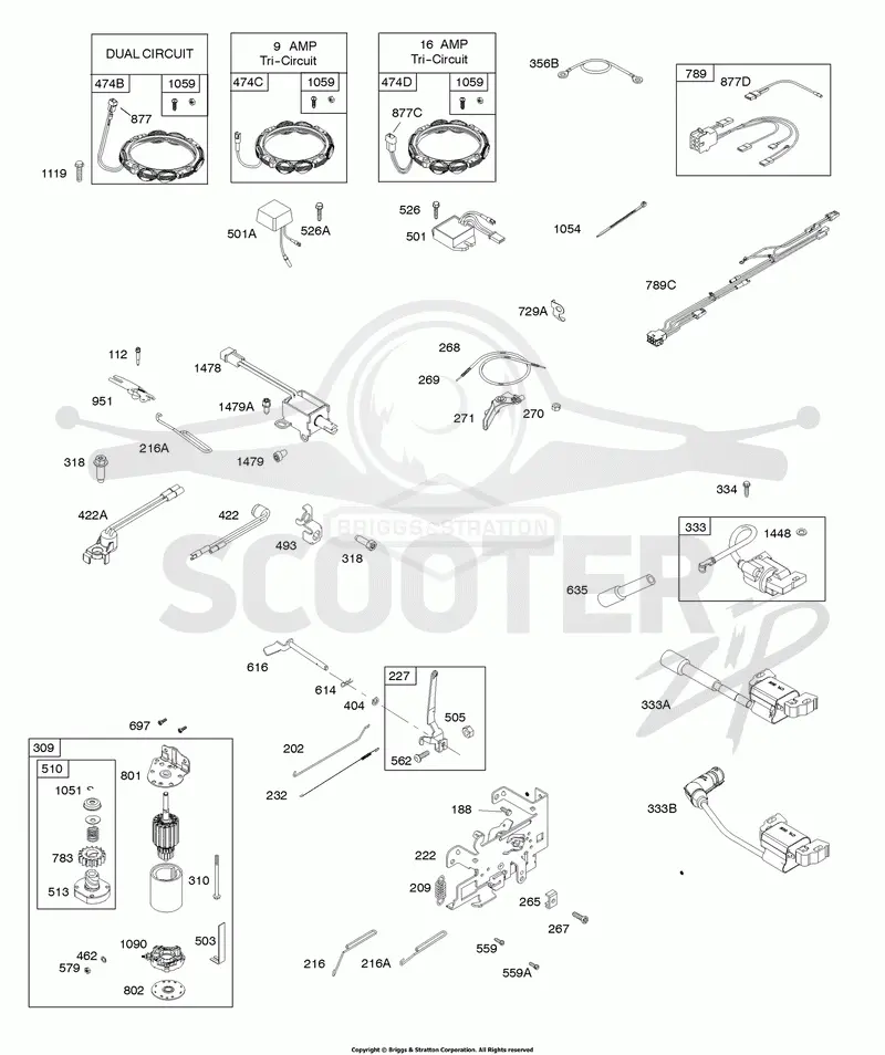 Alternator, Controls, Electric Starter, Governor Spring, Ignition, Ready Start System