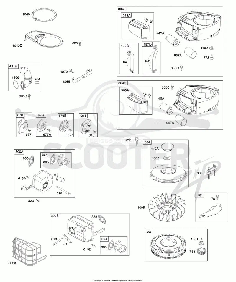 Air Cleaner, Blower Housing, Exhuast, Flywheel