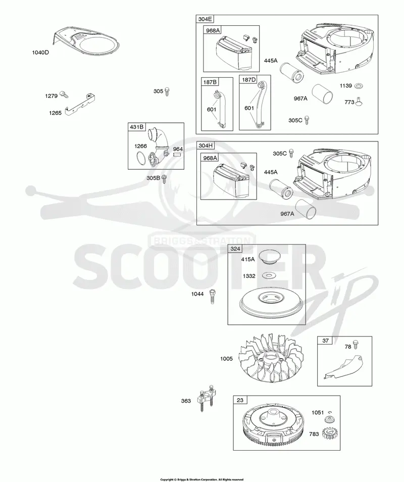 Air Cleaner, Blower Housing, Flywheel