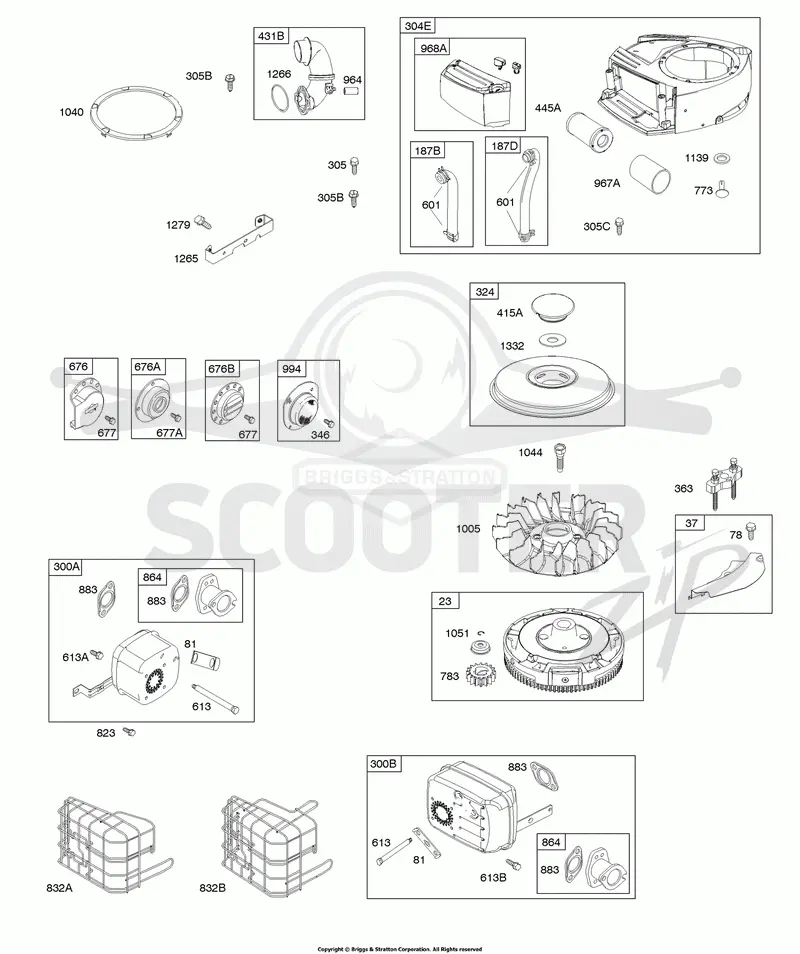 Air Cleaner, Blower Housing, Exhuast, Flywheel