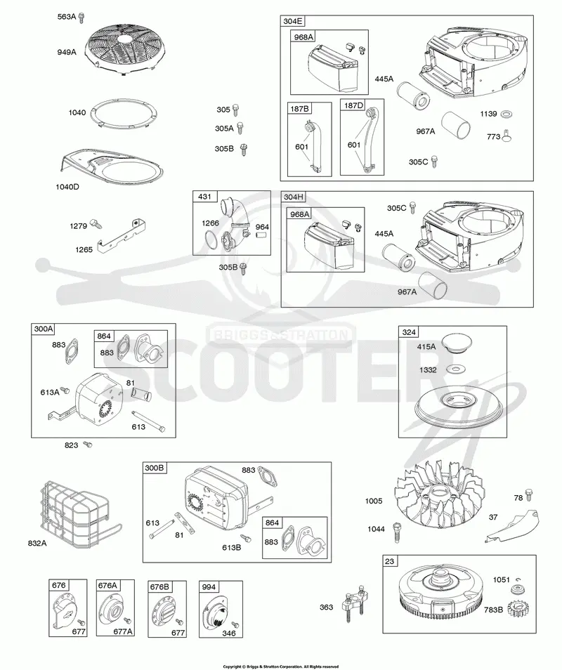 AIR CLEANER, BLOWER HOUSING, EXHAUST SYSTEM, FLYWHEEL
