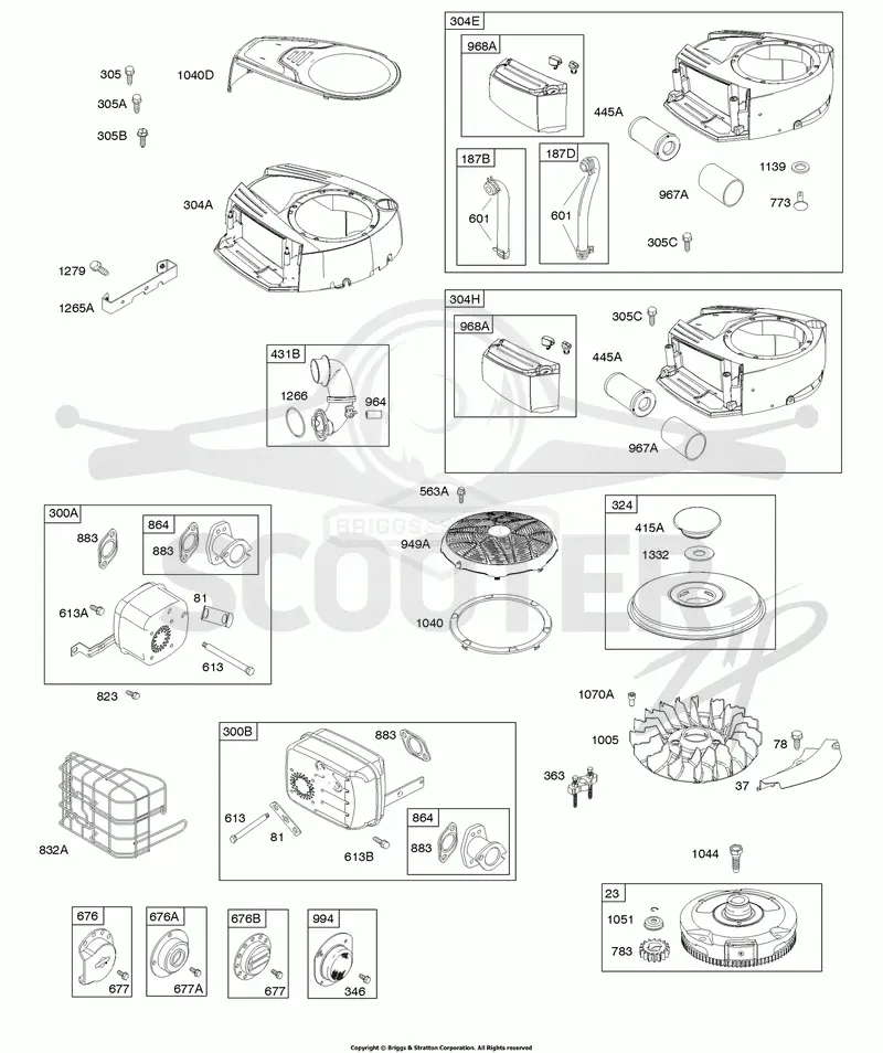 AIR CLEANER, BLOWER HOUSING, EXHAUST SYSTEM, FLYWHEEL