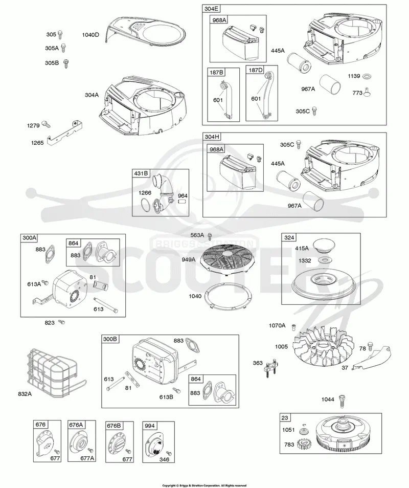 Air Cleaner, Blower Housing, Exhaust System, Flywheel
