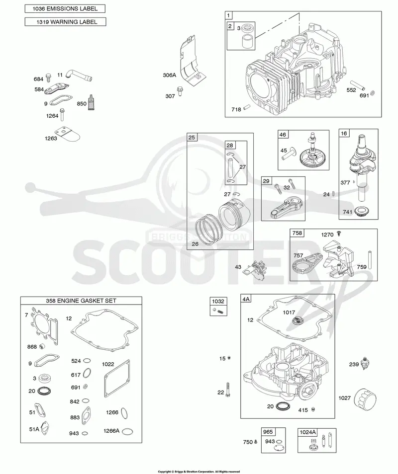 Camshaft, Crankshaft, Cylinder, Engine Sump, Gasket Set Engine, Lubrication, Piston, Rings, and Connecting Rod
