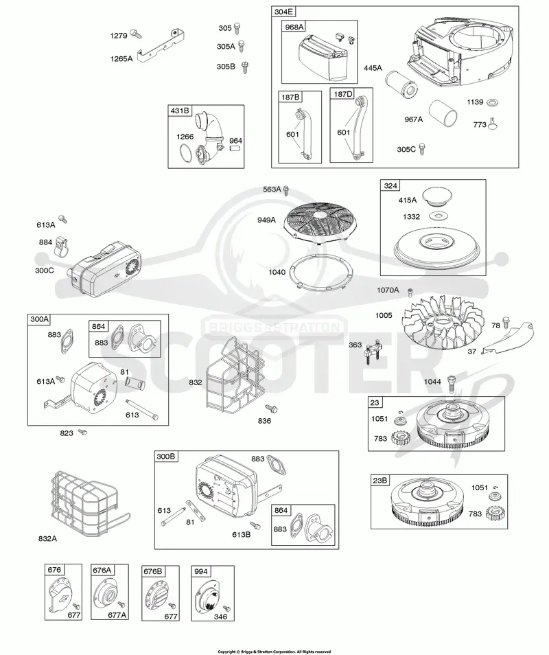 AIR CLEANER, BLOWER HOUSING, EXHAUST SYSTEM, FLYWHEEL
