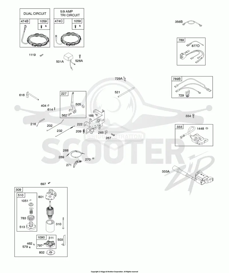 ALTERNATOR, CONTROLS, ELECTRIC STARTER, GOVERNOR SPRING, IGNITION