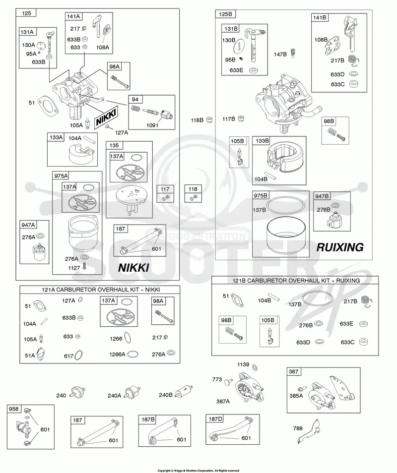 CARBURETOR - NIKKI & RUIXING, FUEL SUPPLY, GASKET SET - CARBURETOR - NIKKI & RUIXING