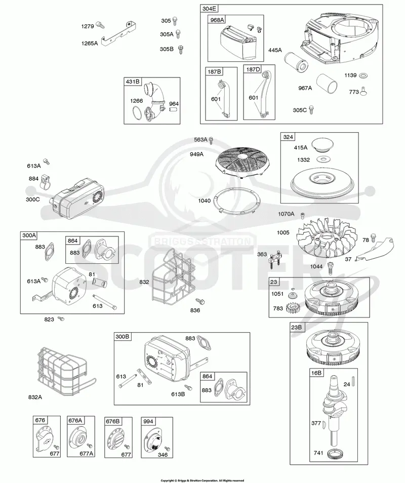 BLOWER HOUSING, EXHAUST SYSTEM, FLYWHEEL