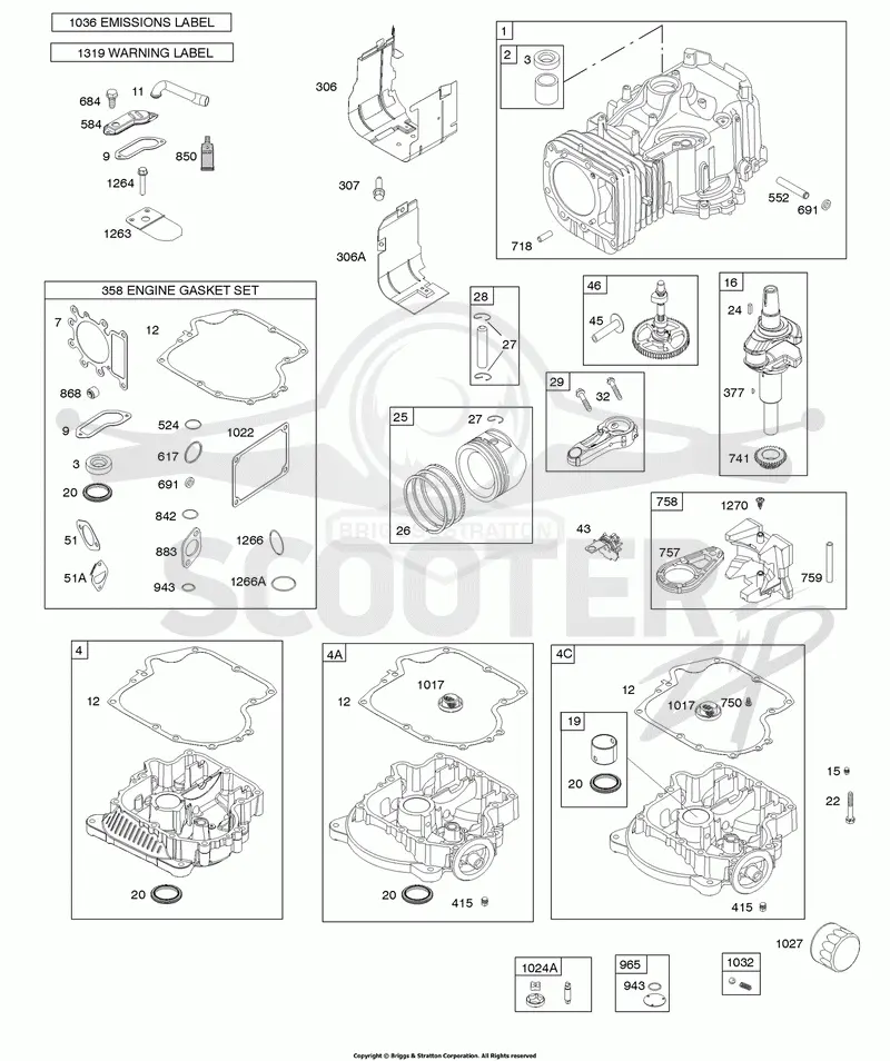 CAMSHAFT, CRANKSHAFT, CYLINDER, ENGINE SUMP, GASKET SET - ENGINE, LUBRICATION, PISTON, RINGS, CONNECTING ROD, WARNING LABEL