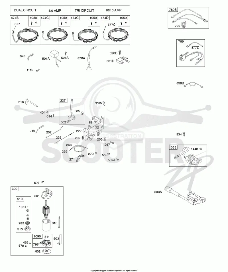 AIR CLEANER, ALTERNATOR, CONTROLS, ELECTRIC STARTER, GOVERNOR SPRING, IGNITION